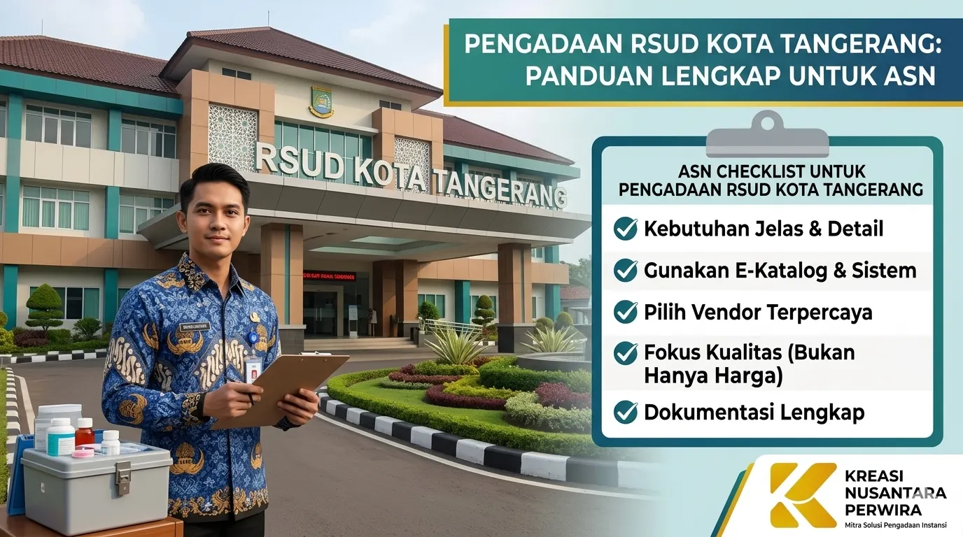 Infografis panduan lengkap pengadaan RSUD Kota Tangerang untuk ASN dengan checklist dan gedung rumah sakit